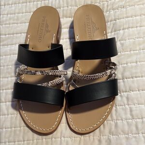 Black and Animal Print Women's Sandals